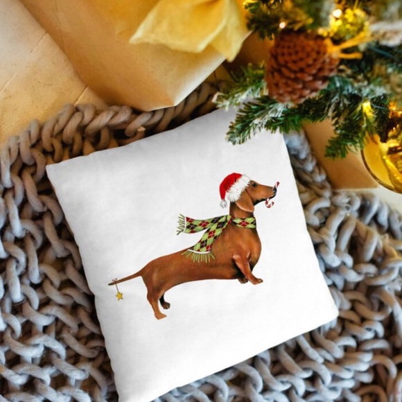 🆕 🌹2/$20🌹 Christmas Santa Dog Cushion Pillow Cover New - Picture 7 of 8